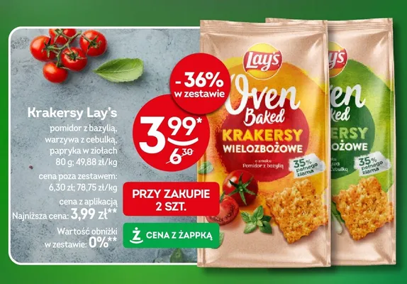 Krakersy Lay's Oven Baked wielozbożowe pomidór z bazylią promocja w Żabka
