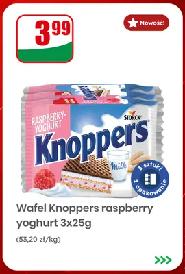 Wafel Knoppers raspberry yoghurt 3-pak 25 g promocja w Dino
