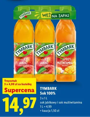 Sok 100% sok jabłkowy i sok multiwitamina promocja w Lidl