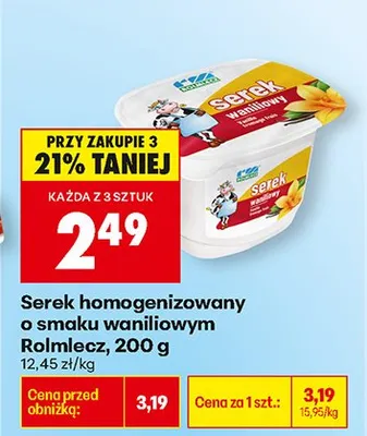 Serek homogenizowany o smaku waniliowym promocja w Biedronka