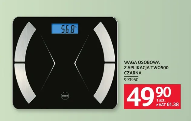 Waga osobowa z aplikacją TWO500 czarna Eldom promocja w Selgros