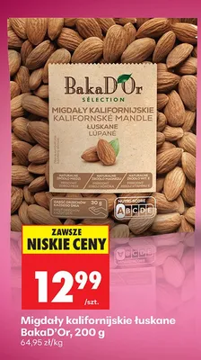 Migdały kalifornijskie łuskane BakaD'Or promocja w Biedronka
