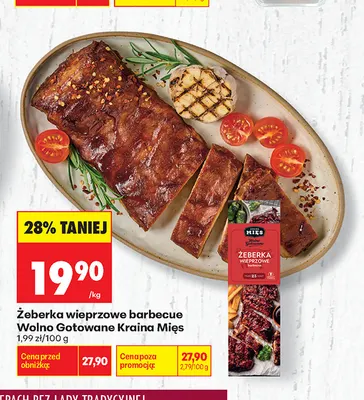 Żeberka wieprzowe barbecue Wolno Gotowane Kraina Mięs promocja w Biedronka