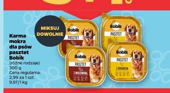 Karma mokra dla psów pasztet Bobik promocja w Netto