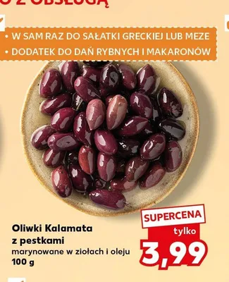 Oliwki Kalamata z pestkami marynowane w ziołach i oleju promocja w Kaufland