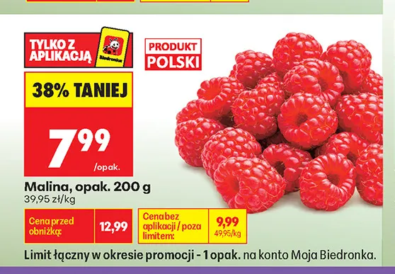 Maliny polskie promocja w Biedronka