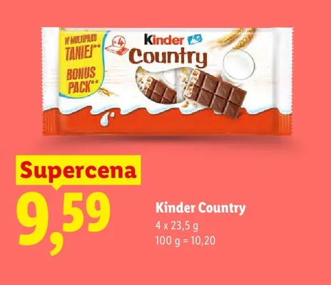 Baton Kinder Country 4-pak 23,5 g promocja w Lidl