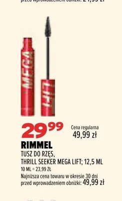 Tusz do rzęs Rimmel Thrill Seeker Mega Lift promocja w Drogerie Natura