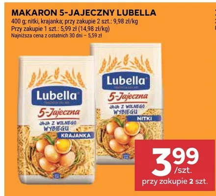 Makaron nitki 5-jajeczny Lubella promocja w Stokrotka