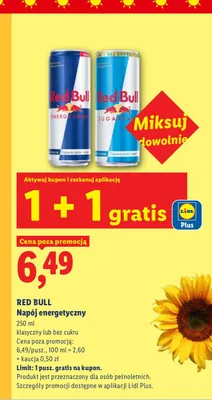Napój energetyczny Red Bull Sugarfree promocja w Lidl