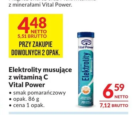 Elektrolity musujące z witaminą C Vital Power smak pomarańczowy promocja w Makro