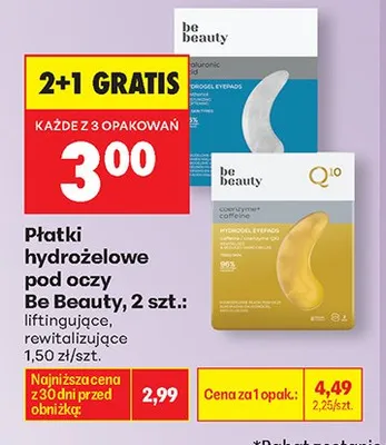 Płatki hydrożelowe pod oczy Be Beauty promocja w Biedronka