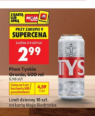 Piwo Tyskie Gronie promocja w Biedronka