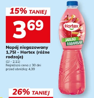 Napój niegazowany Hortex jabłko rabarbar promocja w Hitpol