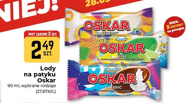 Lody na patyku Oskar Blueberry promocja w Społem Częstochowa