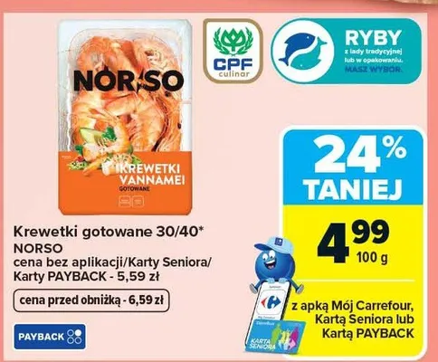 Krewetki gotowane 30/40 promocja w Carrefour