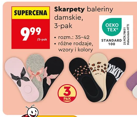 Skarpety baleriny damskie CLEVÉ 3-pak promocja w Biedronka