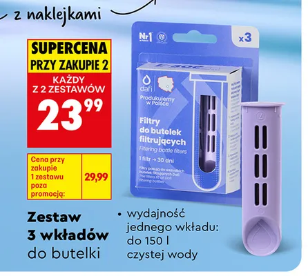 Filtry do butelek filtrujących Dafi promocja w Biedronka