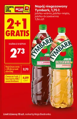 Napój niegazowany Tymbark jabłko-wiśnia promocja w Biedronka