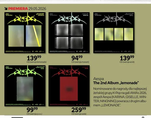 Płyta CD Aespa The 2nd Album lemonade wersja p.o.s. promocja w Empik