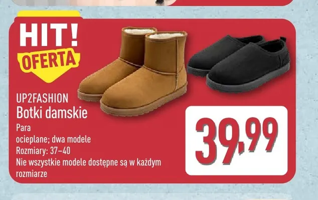 Botki damskie Up2fashion promocja w Aldi