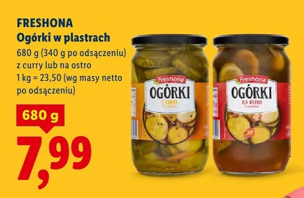 Ogórki w plastrach na ostro promocja w Lidl