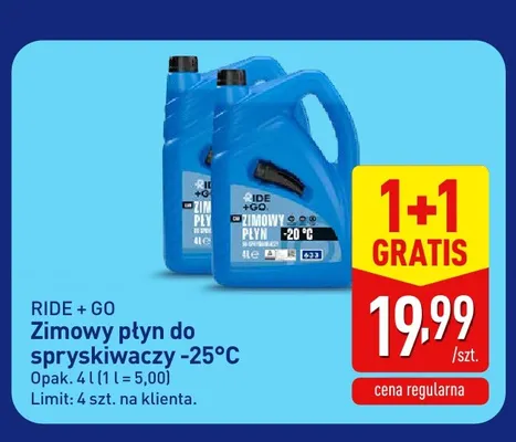 Zimowy płyn do spryskiwaczy -20°C Ride + Go promocja w Aldi