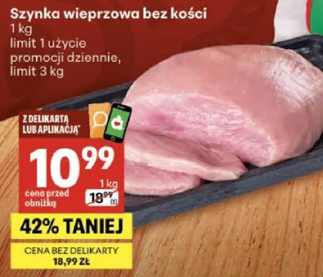 Szynka wieprzowa bez kości promocja w Delikatesy Centrum