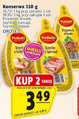 Konserwa Przysmak dwała, Szynka z kurczaka, Szynka indycza promocja w Prim Market