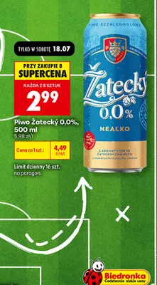 Piwo bezalkoholowe Žatecký promocja w Biedronka