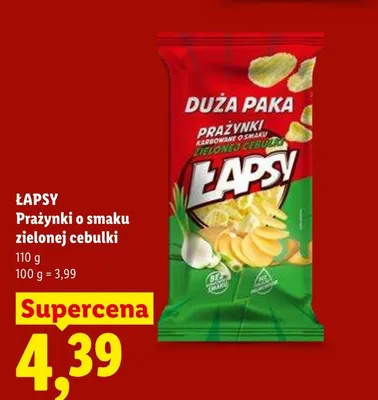 Prażynki o smaku zielonej cebulki Łapsy promocja w Lidl