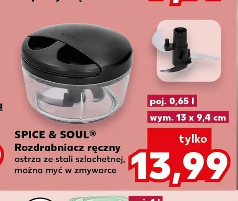 Rozdrabniacz ręczny SPICE & SOUL ostrza ze stali szlachetnej można myć w zmywarce poj. 0,65 l wym. 13x9,4 cm promocja w Kaufland