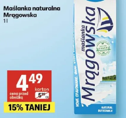 Maślanka naturalna promocja w Delikatesy Centrum