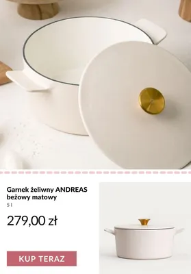 Garnek żeliwny ANDREAS beżowy matowy 5 l promocja w Homla