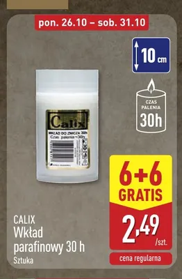 Wkład parafinowy 30 h Calix promocja w Aldi