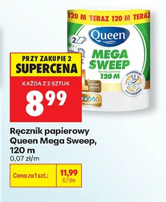 Ręcznik papierowy Queen Mega Sweep 120m promocja w Biedronka