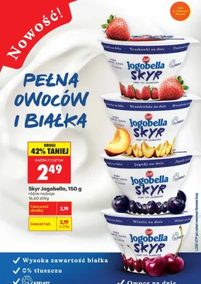 Skyr Jogobella wiśnie na dnie promocja w Biedronka