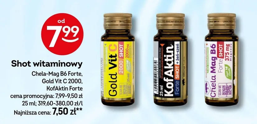 Shot witaminowy Chela-Mag B6 Forte, Gold Vit C 2000, KofAktin Forte promocja w Żabka