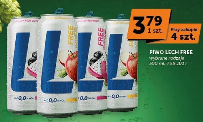 Piwo bezalkoholowe Lech Free Apple Lemongrass promocja w Groszek
