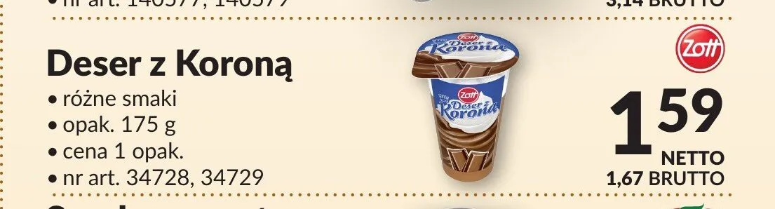 Deser z Koroną Zott promocja w Makro