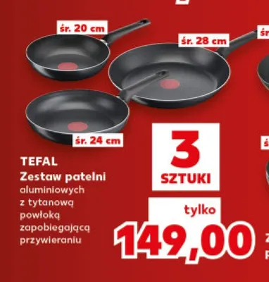 Zestaw patelni aluminiowych 3-pak Tefal promocja w Kaufland