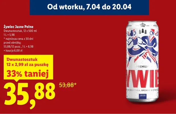 Piwo Jasne Pełne dwunastosztuk promocja w Lidl
