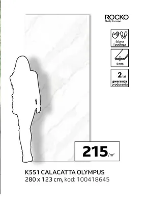 Płyta ścienna mineralna Rocko K551 Calacatta Olympus promocja w Komfort