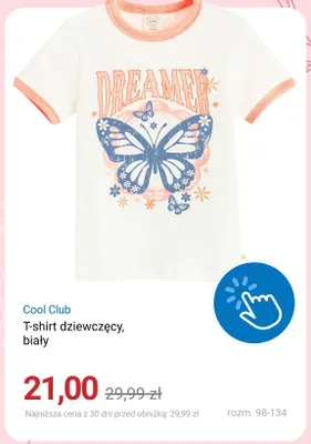 T-shirt dziewczęcy Cool Club biały promocja w Smyk