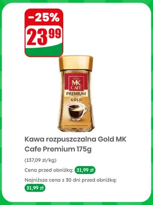 Kawa rozpuszczalna MK Cafe Premium Gold promocja w Dino