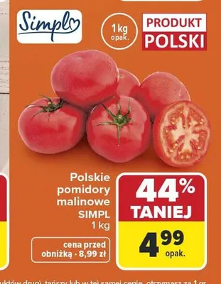 Pomidory malinowe SIMPL polskie promocja w Carrefour