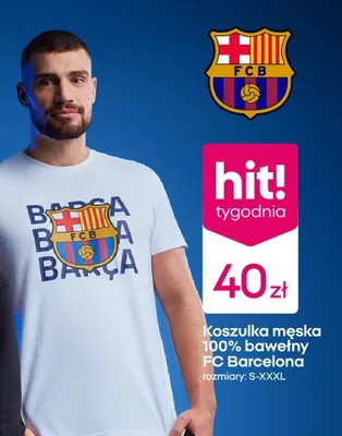 Koszulka męska 100% bawełny FC Barcelona promocja w Pepco