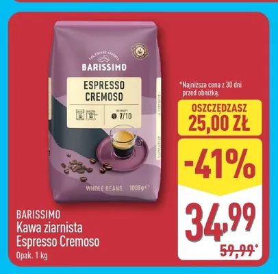 Kawa ziarnista Barissimo Espresso Cremoso promocja w Aldi