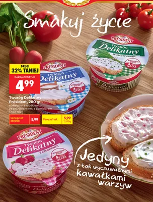 Twaróg Delikatny z rzodkiewką Président promocja w Biedronka