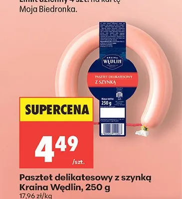 Pasztet delikatesowy z szynką Kraina Wędlin promocja w Biedronka